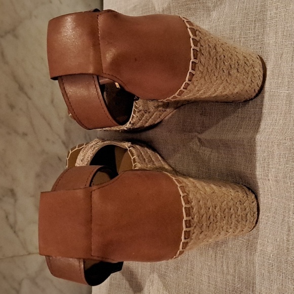 Paige Tan Color Embroidered Victoria Wedge Espadrille Sandals - Picture 4 of 7